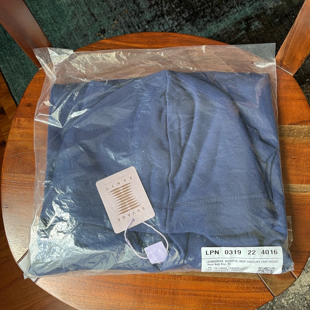 Savage X Fenty Royal Boss Blue Xssential Crop Hoodie - Picture 12 of 13